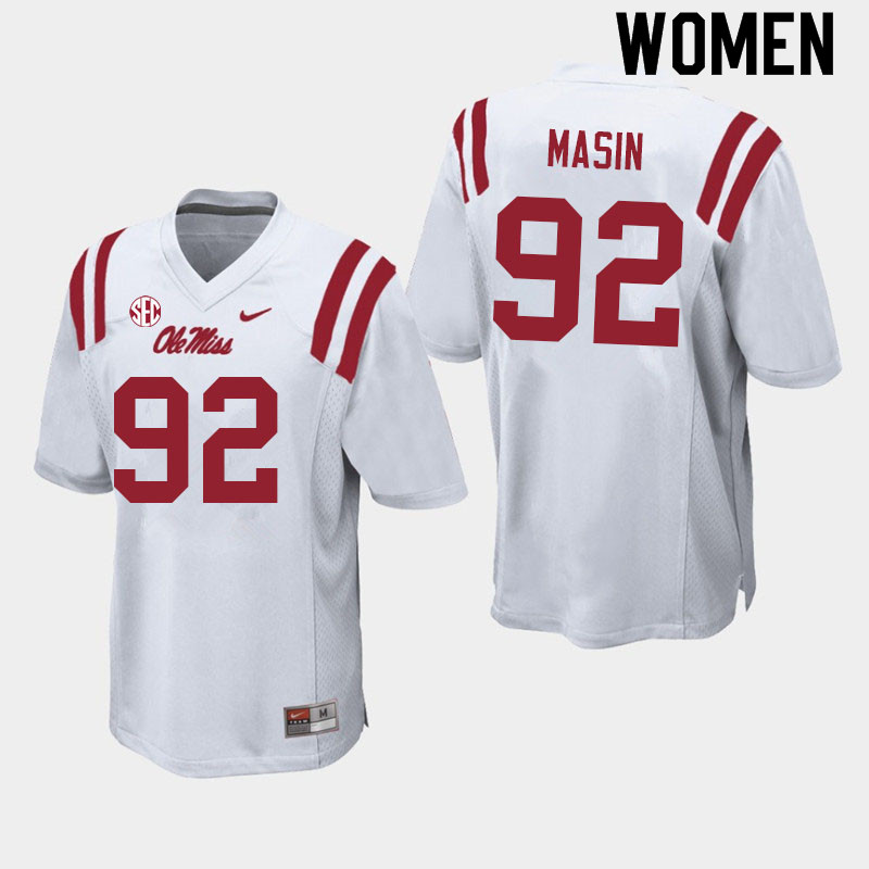 Women #92 Fraser Masin Ole Miss Rebels College Football Jerseys Sale-White